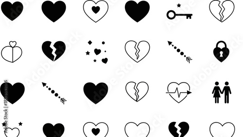Collection of Heart Symbols and Icons.