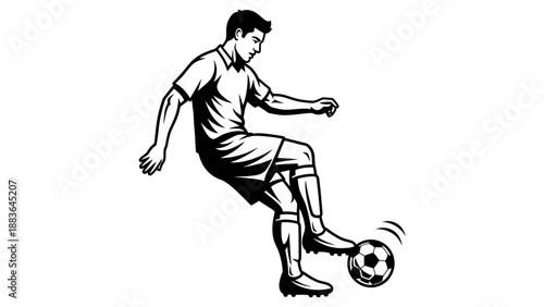 Man Kicking Soccer Ball Illustration.