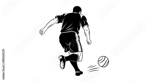 Man Kicking Soccer Ball with Intensity.