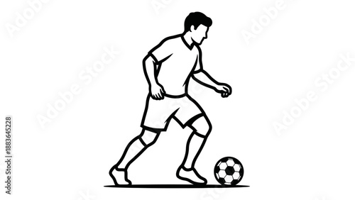 Man Playing Soccer Ball Illustration.