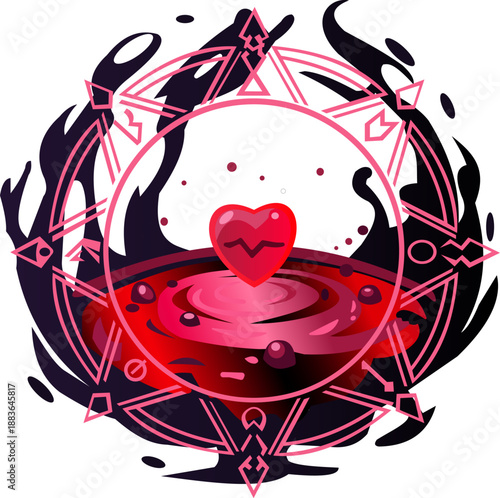 Dark Magic Ritual Circle with Bloody Heart