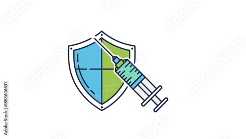 Shield and Syringe Vaccination Protection Concept.