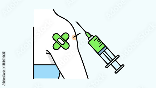 Syringe Injecting Medication into Human Arm.