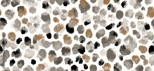 Abstract animal print background with watercolor style gray and brown spots on white. Neutral muted leopard spots seamless pattern design
