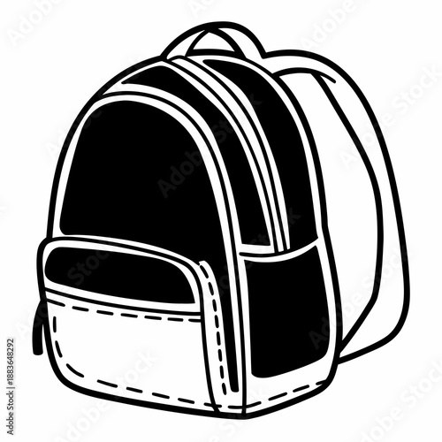 Simple continuous line drawing of a black backpack  