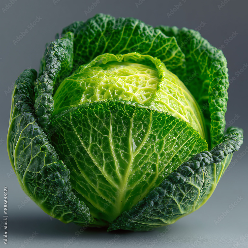 Fototapeta premium One green cabbage.