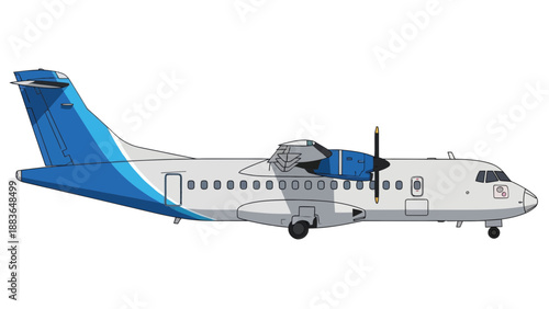 Airplane Vector Illustration, Modern Aircraft Design, Aviation Transportation, Flight Concept