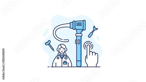 Doctor with Otoscope Vector Illustration, Medical Healthcare Concept for Design