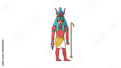 Egyptian god Ra Vector Illustration, Flat Design, for culture and religion concepts