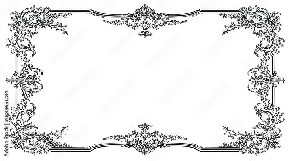 Obraz premium Elegant Classic Wedding Frame with Symmetrical Borders Vector Art