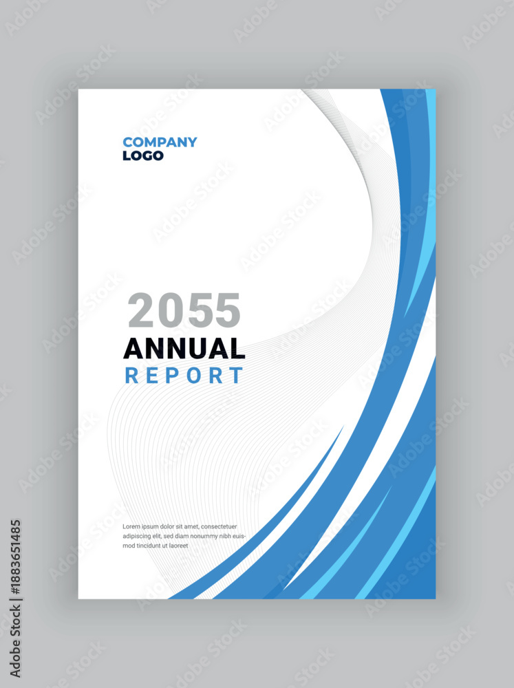 Fototapeta premium Modern Blue Corporate Annual Report Cover Page Template Design