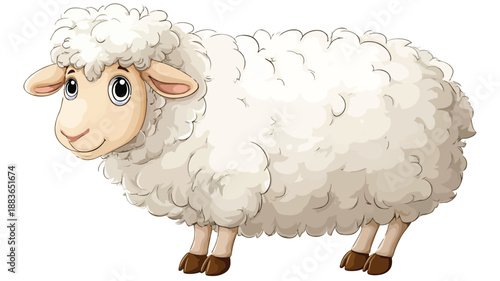 Adorable Cartoon Sheep Illustration for Kids with White Background