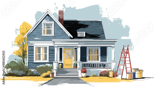 House Painting Service Design Concept Vector Art and Illustration