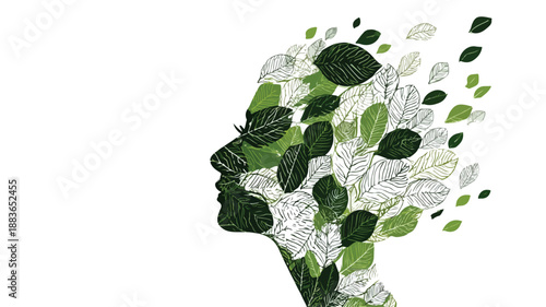 Human Nature Leaf Design Vector Concept with Outline Isolated