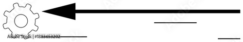 Process direction. Gear and arrow depict process direction in workflow systems. Process mechanical movement and direction flow. Perfect for automation, systems, and engineering designs