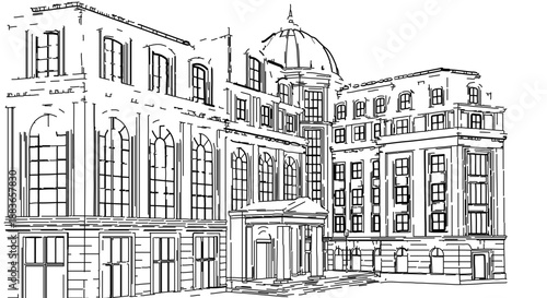 Wallpaper Mural A detailed vector illustration of a large building with a dome roof in a classic architectural style Torontodigital.ca