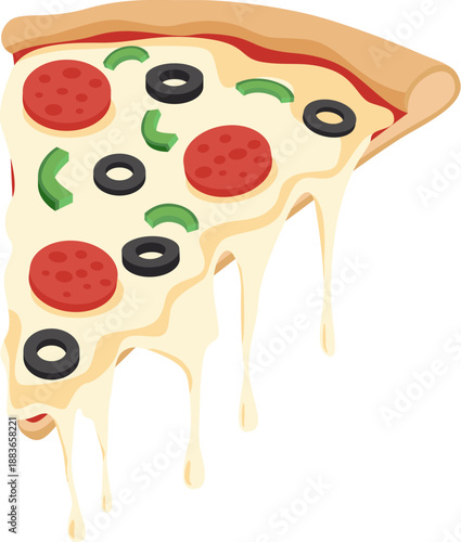 Slice of Pepperoni Pizza with Dripping Cheese