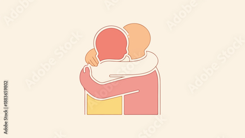 Man and woman embracing in a close, intimate moment with a soft, muted color palette