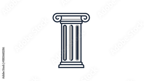 Elegant Classical Ionic Column Icon Vector Illustration Representing Architecture, History, and Justice