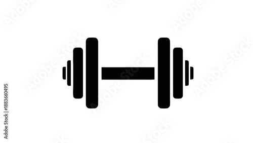 Vector illustration of, on transparent background, a black dumbbell for fitness and gym workouts