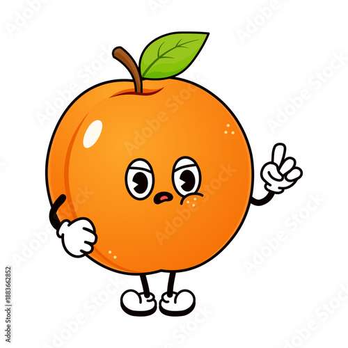 Apricot character raising finger with an idea