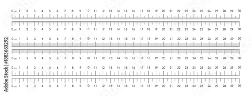30 cm Ruler Scale Set – Metric Measuring Rulers with Millimeter Ticks (Vector Template)