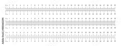 30 cm Ruler Scale Set – Metric Measuring Rulers with Millimeter Ticks (Vector Template)