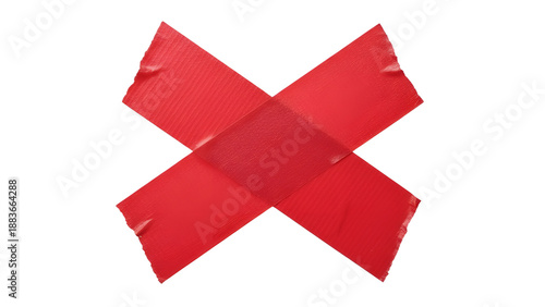 Red X Mark Symbol Made of Adhesive Tape on White