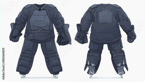 Person wearing protective gear on skates from front and back views