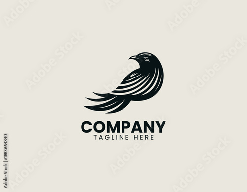Greater Coucal Bird Black Vector Logo Illustration