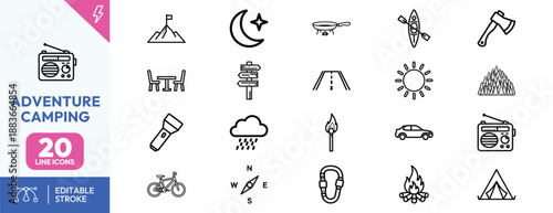 Camping Icons Set Illustration Design.