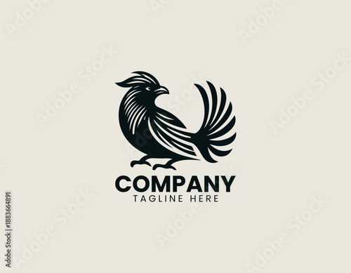 Greater Coucal Bird Black Vector Logo Illustration