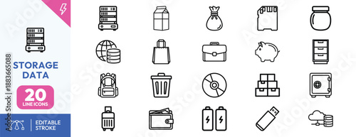 Data Storage Icons Collection Set.