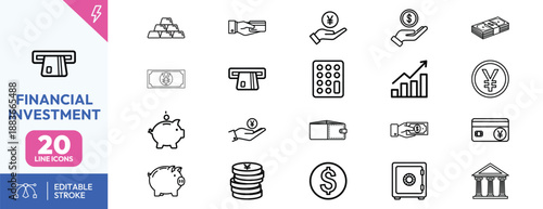 Financial Investment Icons Set Collection.