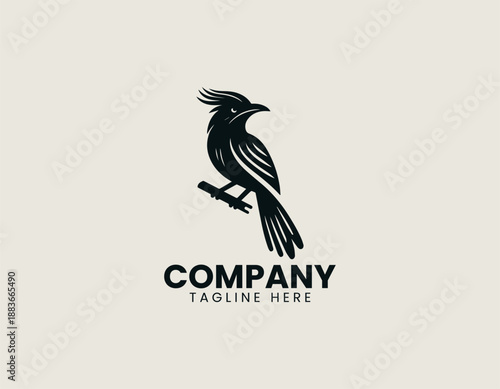Greater Coucal Bird Black Vector Logo Illustration