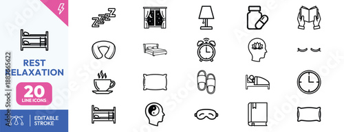 Relaxation Icons Set for Wellness.