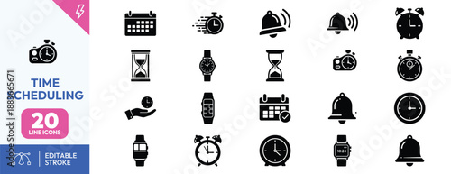 Time Scheduling Icons Collection Set.