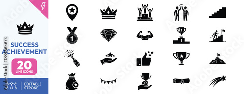 Success Achievement Icons Collection Set.
