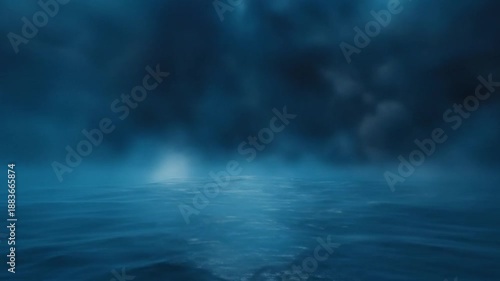 Abstract ocean surface with atmospheric fog and dramatic lighting