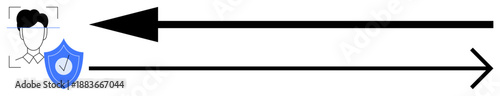 Facial recognition concept. Facial recognition ensures secure identity authentication with biometric verification. Facial recognition used in technology, cybersecurity, identity security, data