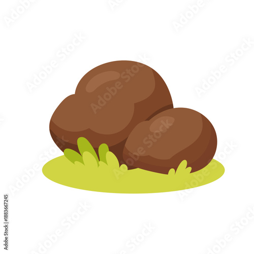 Mushroom illustration of truffle fungi resting on grass, truffle mushroom graphic for gourmet food concepts, luxury culinary branding, fine dining visuals