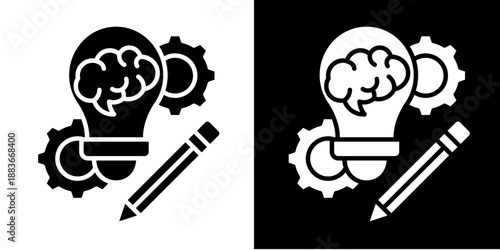 Design Thinking Process  Icon Set White Glyph Style Collection