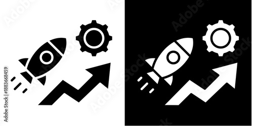 Tech Accelerator  Icon Set White Glyph Style Collection