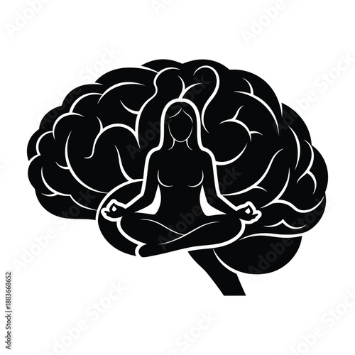 Embracing Mindfulness for Mental Wellness silhouette vector illustration