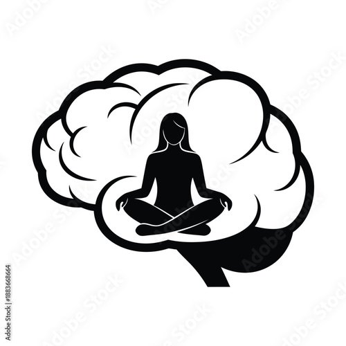Cultivating Mindful Inner Mental Peace silhouette vector illustration