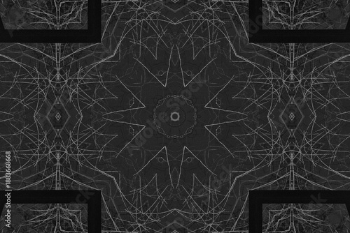 Abstract organic dark background image with geometric lines in the corners