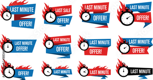 Last Minute Sale Offer Badges with Fiery Accents
