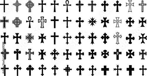 Assorted Christian Cross Symbols and Designs Set