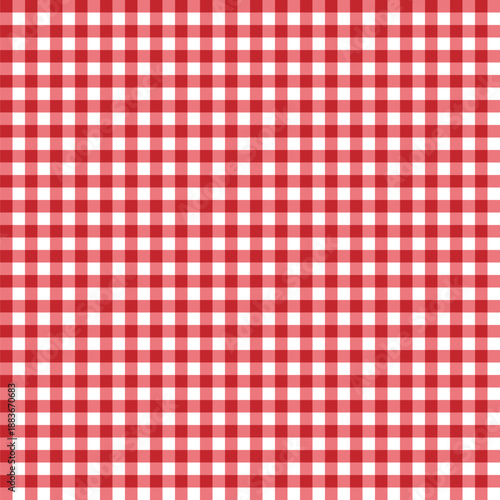 Seamless gingham background, red. Old fashioned gingham check pattern in red & white for restaurants, scrapbooks, arts, crafts, fabrics, and decorating. Vector, transparent background EPS version.