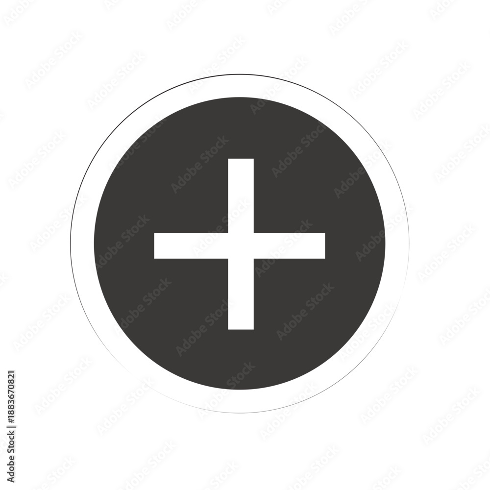 Fototapeta premium Circular Plus Sign Icon for Adding New Content or Increasing Value